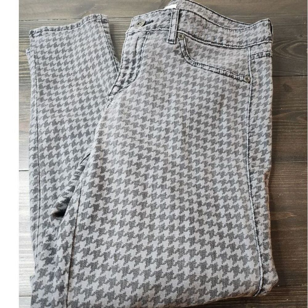 Rich & Skinny Pants Womens 28 Gray Houndstooth Tapered Chino faux front pockets‎